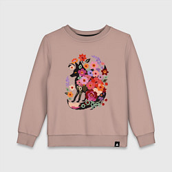 Детский свитшот Лиса цветочный силуэт
