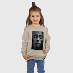 Свитшот хлопковый детский Нейросети-абстрактное лицо девушки, цвет: миндальный — фото 2