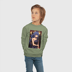 Свитшот хлопковый детский Реинкарнация безработного Рокси Мигурдия в платье, цвет: авокадо — фото 2