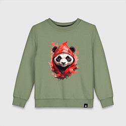 Детский свитшот Модная панда в красном капюшоне