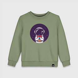 Детский свитшот Космонавт пьет бабл-чай