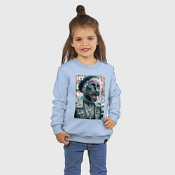 Свитшот хлопковый детский Чувак модная пантера из Нью-Йорка, цвет: мягкое небо — фото 2