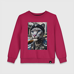 Детский свитшот Леопард панк из Нью-Йорка - нейросеть