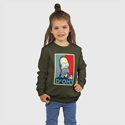 Свитшот хлопковый детский Homer with donut, цвет: хаки — фото 2