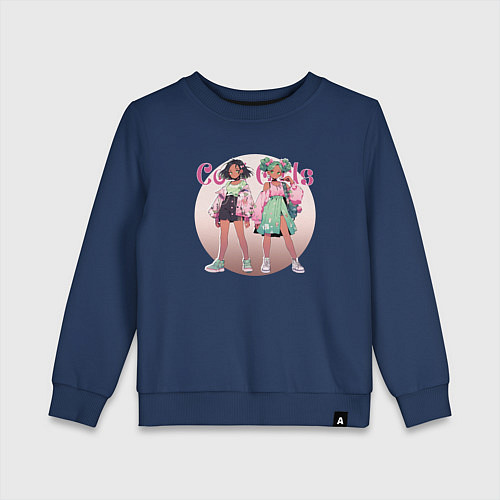 Детский свитшот Крутые девочки на подиуме / Тёмно-синий – фото 1