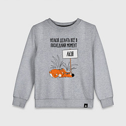 Свитшот хлопковый детский Хитрый ленивый лисёнок, цвет: меланж