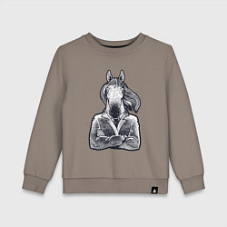 Свитшот хлопковый детский Конь босс, цвет: утренний латте