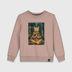 Свитшот хлопковый детский Кот на медитации, цвет: пыльно-розовый