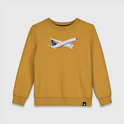Свитшот хлопковый детский Опытный самолет SJ-100 ВС 95157, цвет: горчичный