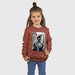 Свитшот хлопковый детский Молодая пантера - модница из Нью-Йорка, цвет: кирпичный — фото 2