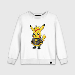 Детский свитшот Пикачу панк с ирокезом и в косухе