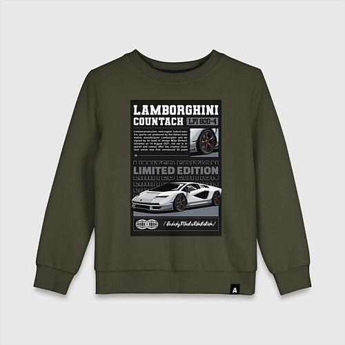 Детский свитшот Lamborghini countach / Хаки – фото 1