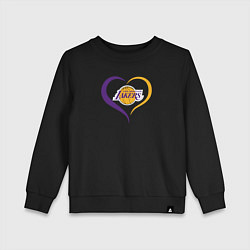 Свитшот хлопковый детский LA Lakers в сердце, цвет: черный