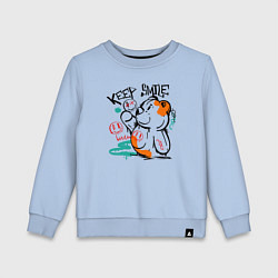Свитшот хлопковый детский Продолжай улыбаться, цвет: мягкое небо