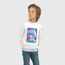 Свитшот хлопковый детский Аянами Рей аниме девушка с короткими волосами, цвет: белый — фото 2