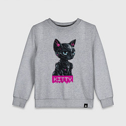 Детский свитшот Киберкошка чёрная - cyber kitty black