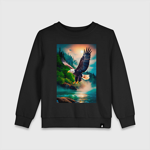 Детский свитшот Парящий орел / Черный – фото 1