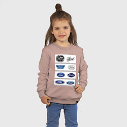 Свитшот хлопковый детский Ford логотип, цвет: пыльно-розовый — фото 2