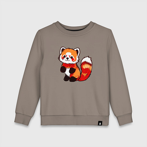 Детский свитшот Красная панда в полный рост / Утренний латте – фото 1