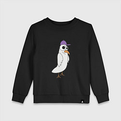 Детский свитшот Странный птиц птица голубь в кепке чайка на стиле