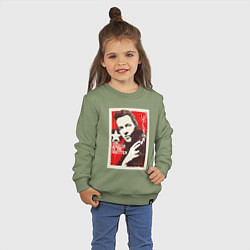 Свитшот хлопковый детский Joe Strummer of the Clash, цвет: авокадо — фото 2