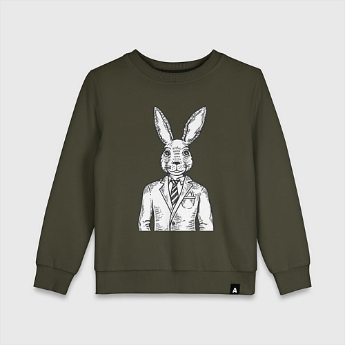 Детский свитшот Кролик в костюме / Хаки – фото 1