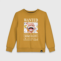 Свитшот хлопковый детский Monkey D Luffy - wanted, цвет: горчичный