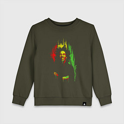 Свитшот хлопковый детский Bob Marley vibe, цвет: хаки