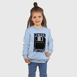 Свитшот хлопковый детский Дискета - никогда не забуду - ретро диск, цвет: мягкое небо — фото 2