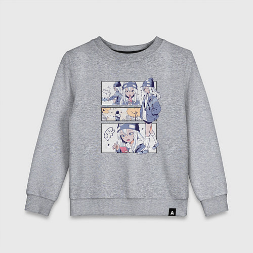 Детский свитшот Ноно-тан Медуза не умеет плавать в ночи / Меланж – фото 1