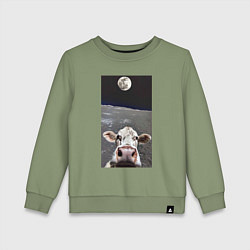 Детский свитшот Корова делает селфи на Луне - Земля в космосе