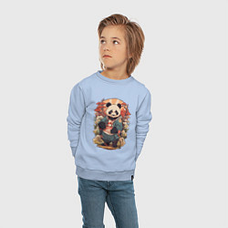 Свитшот хлопковый детский Панда в японском стиле, цвет: мягкое небо — фото 2