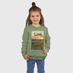 Свитшот хлопковый детский Love поле солнечный луг, цвет: авокадо — фото 2