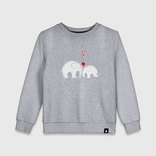 Детский свитшот Влюблённые слоники / Меланж – фото 1