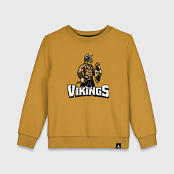 Свитшот хлопковый детский Vikings team, цвет: горчичный
