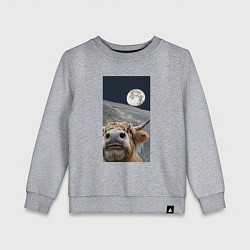 Детский свитшот Корова делает селфи на луне