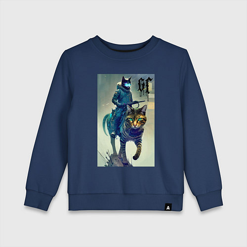 Детский свитшот Cat forces - ai art fantasy / Тёмно-синий – фото 1