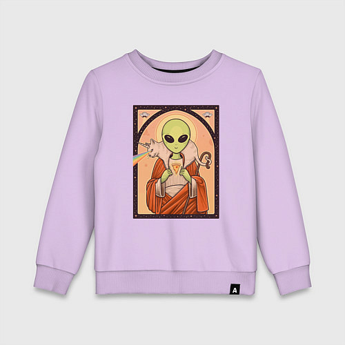 Детский свитшот Пришелец и кот-единорог / Лаванда – фото 1