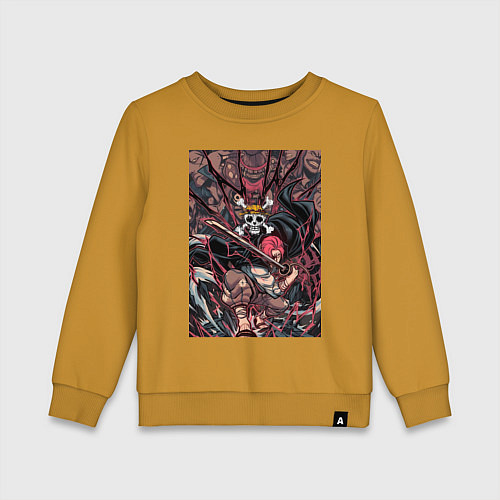 Детский свитшот Ван-Пис Шанкс команда / Горчичный – фото 1