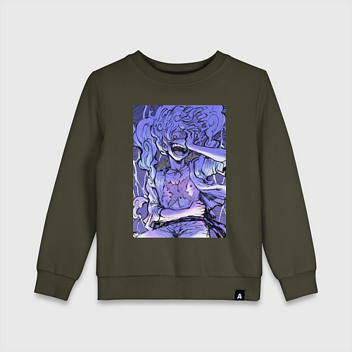 Детский свитшот Ван-Пис Луффи улыбается / Хаки – фото 1