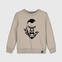 Детский свитшот Кричащий боец-гладиатор - черный контур