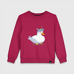 Детский свитшот Милая уточка гусь с цветочком на голове
