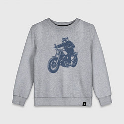 Детский свитшот Енот байкер на мотоцикле на чоппере