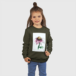 Свитшот хлопковый детский Любит-не любит, цвет: хаки — фото 2