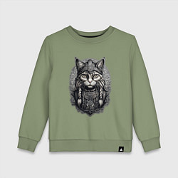 Свитшот хлопковый детский Viking cat, цвет: авокадо