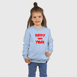 Свитшот хлопковый детский Happy New Year ярко-красным, цвет: мягкое небо — фото 2