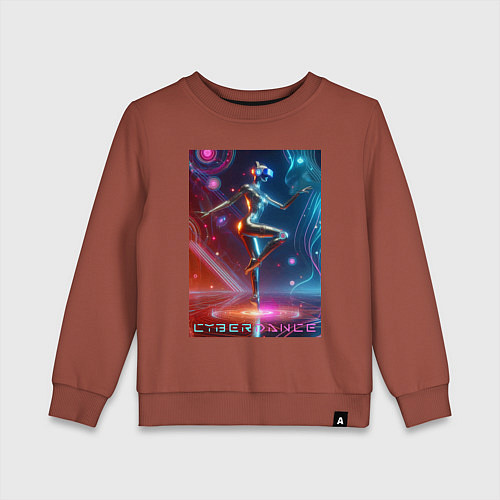 Детский свитшот Танцующая кибер девчонка - неоновое свечение / Кирпичный – фото 1