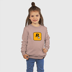 Свитшот хлопковый детский Rockstar logo, цвет: пыльно-розовый — фото 2
