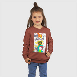 Свитшот хлопковый детский Exo в костюмах животных, цвет: кирпичный — фото 2