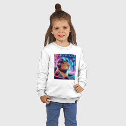 Свитшот хлопковый детский Capybara is a cool pilot - ai art fantasy, цвет: белый — фото 2